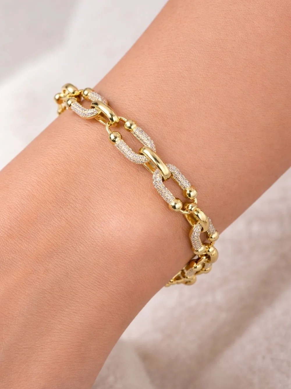 Textured Gold Link Bracelet